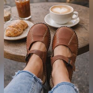Josef Seibel Brown Leather Mary Jane Comfort Shoes Size 37